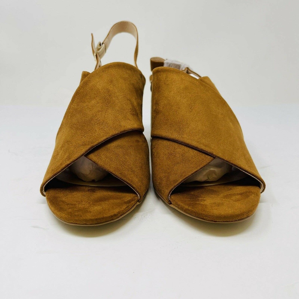 H Halston Womans Sz 10M Chile Criss Cross Straps High Heel Sandals Brown NIB - Picture 5 of 8
